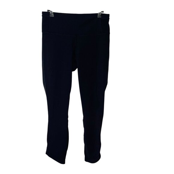Lululemon Black Mesh Crop Athletic Running Yoga Leggings Women's Size 6 Run Gym - Picture 1 of 10